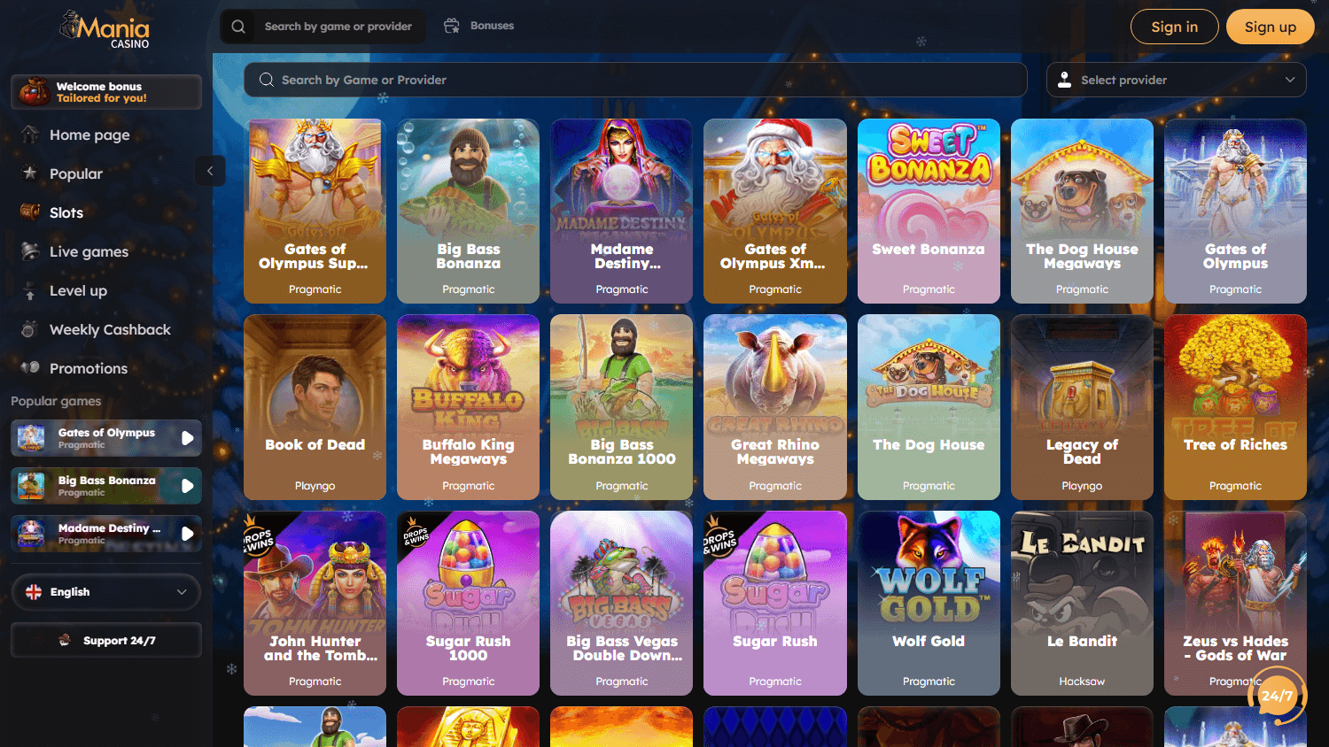 Lobby CasinoMania – Slot online